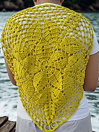Neon sarı çiçek motif üçgen bluz