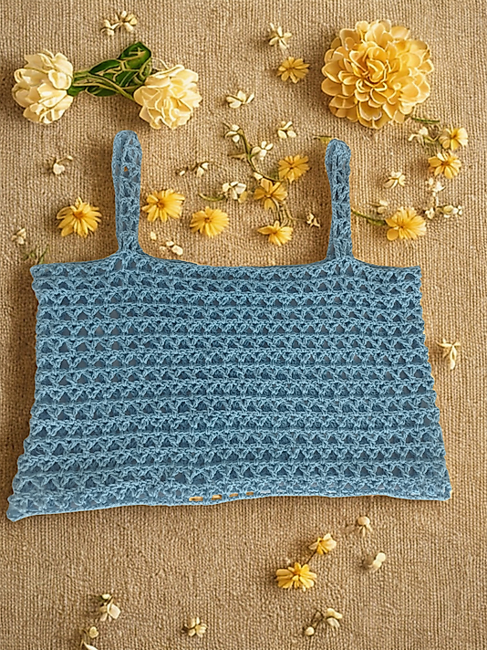Bebek mavisi askılı bluz
